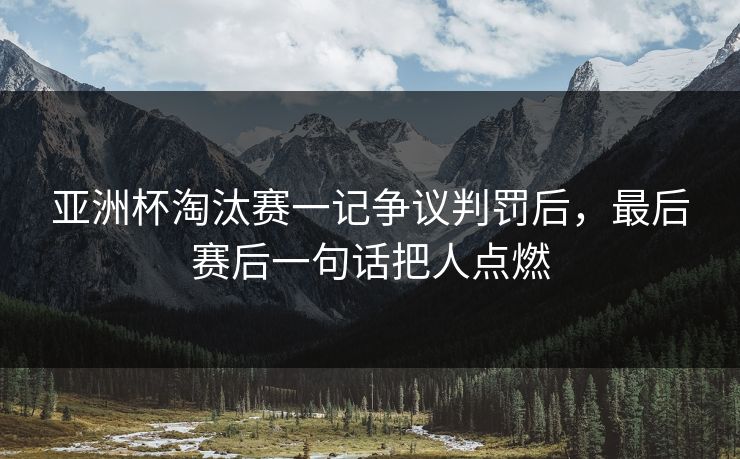 亚洲杯淘汰赛一记争议判罚后，最后赛后一句话把人点燃