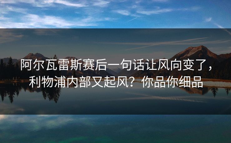 阿尔瓦雷斯赛后一句话让风向变了，利物浦内部又起风？你品你细品