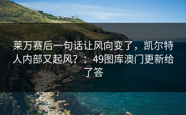 莱万赛后一句话让风向变了，凯尔特人内部又起风？：49图库澳门更新给了答
