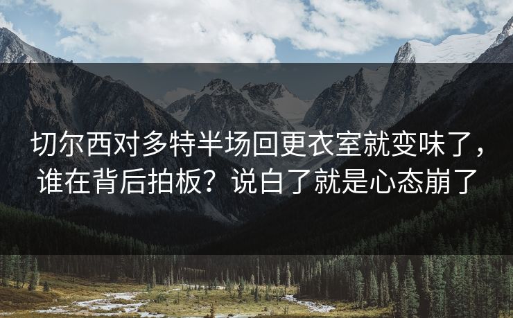 切尔西对多特半场回更衣室就变味了，谁在背后拍板？说白了就是心态崩了