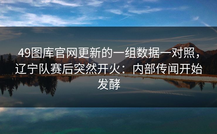 49图库官网更新的一组数据一对照,辽宁队赛后突然开火:内部传闻开始发酵 49图库官网更新的一组数据一对照,辽宁队赛后突然开火:内部传闻开始发酵