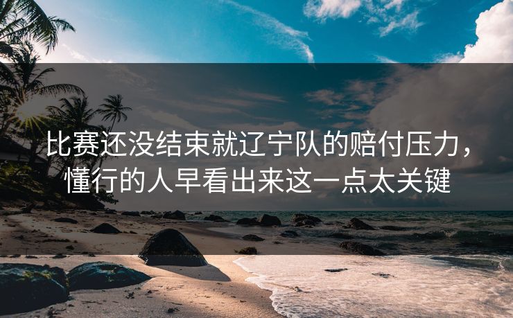 比赛还没结束就辽宁队的赔付压力,懂行的人早看出来这一点太关键 比赛还没结束就辽宁队的赔付压力,懂行的人早看出来这一点太关键